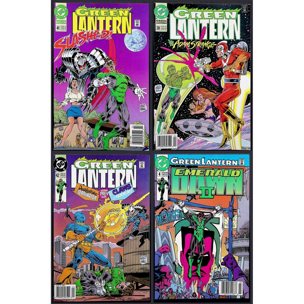 Green Lantern 38 41 42 & Emerald Dawn II 4 5x‎ Newsstand Lot Deathstroke Strange